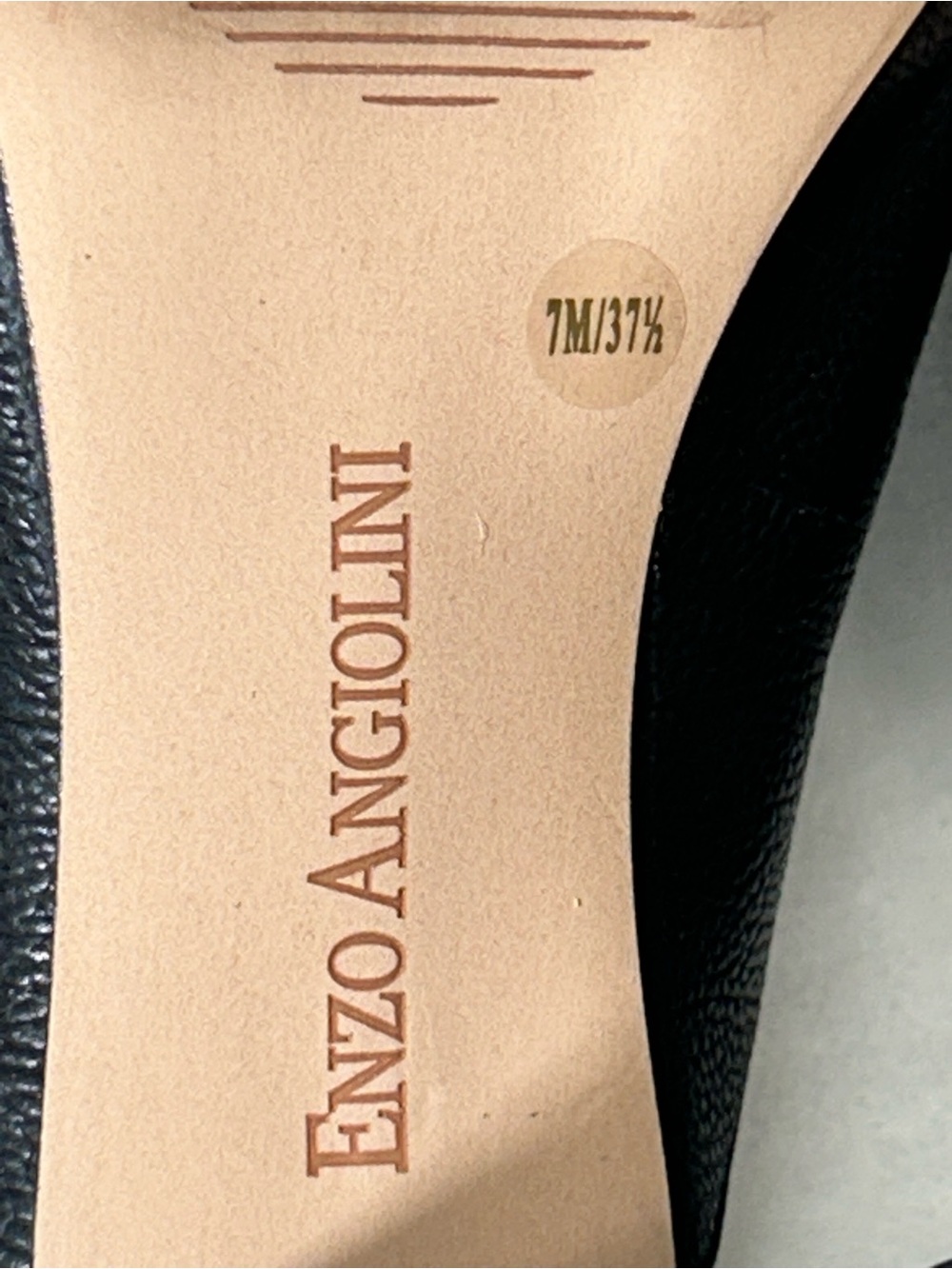 Enzo Angiolini Black Pointed Leather Backless Mules Gold Details Size 7 - Picture 12 of 14